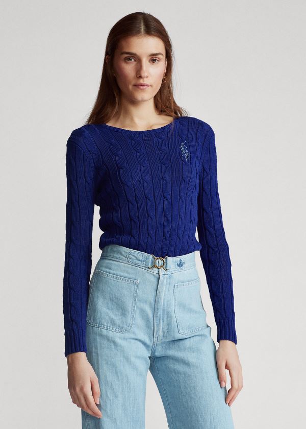 Polo Ralph Lauren Cable-Knit Cotton Striktrøje Dame Danmark (MAZHP8497)